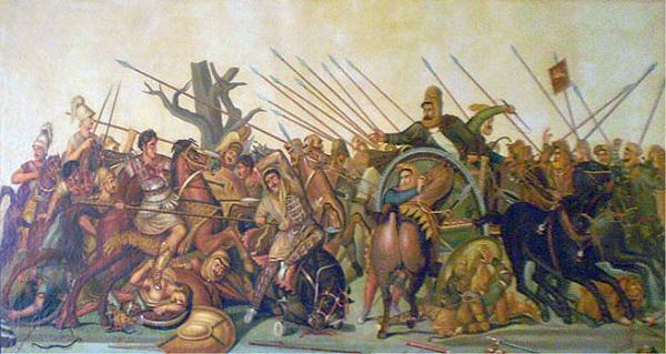 Old oil painting of the Alexander mosaic